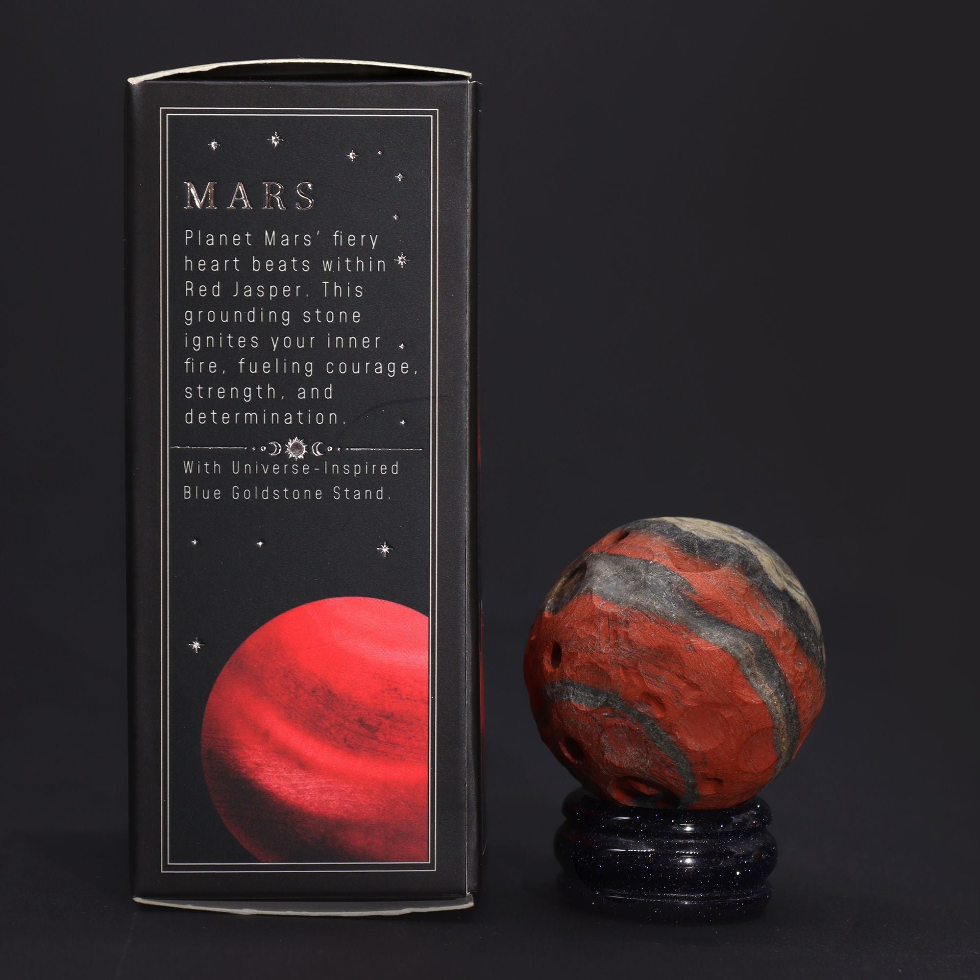 Sphère Jaspe Rouge sur Socle Goldstone | Décoration Zen 40mm