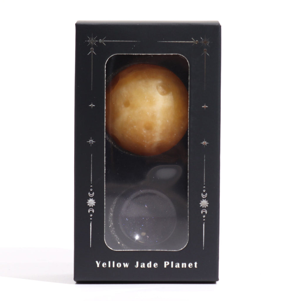 Sphère Jade Jaune 40mm | Support Goldstone Solaire, Décoration Zen