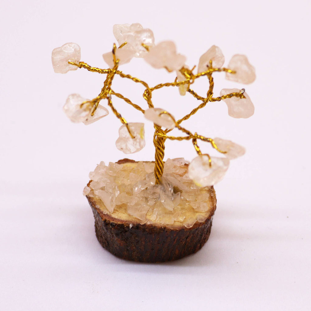 Arbre de Pierres Quartz Cristal Mini | Décoration Zen sur Socle Bois