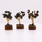 Mini Arbre en Pierre d'Agate Noire | Décoration Zen sur Socle Bois