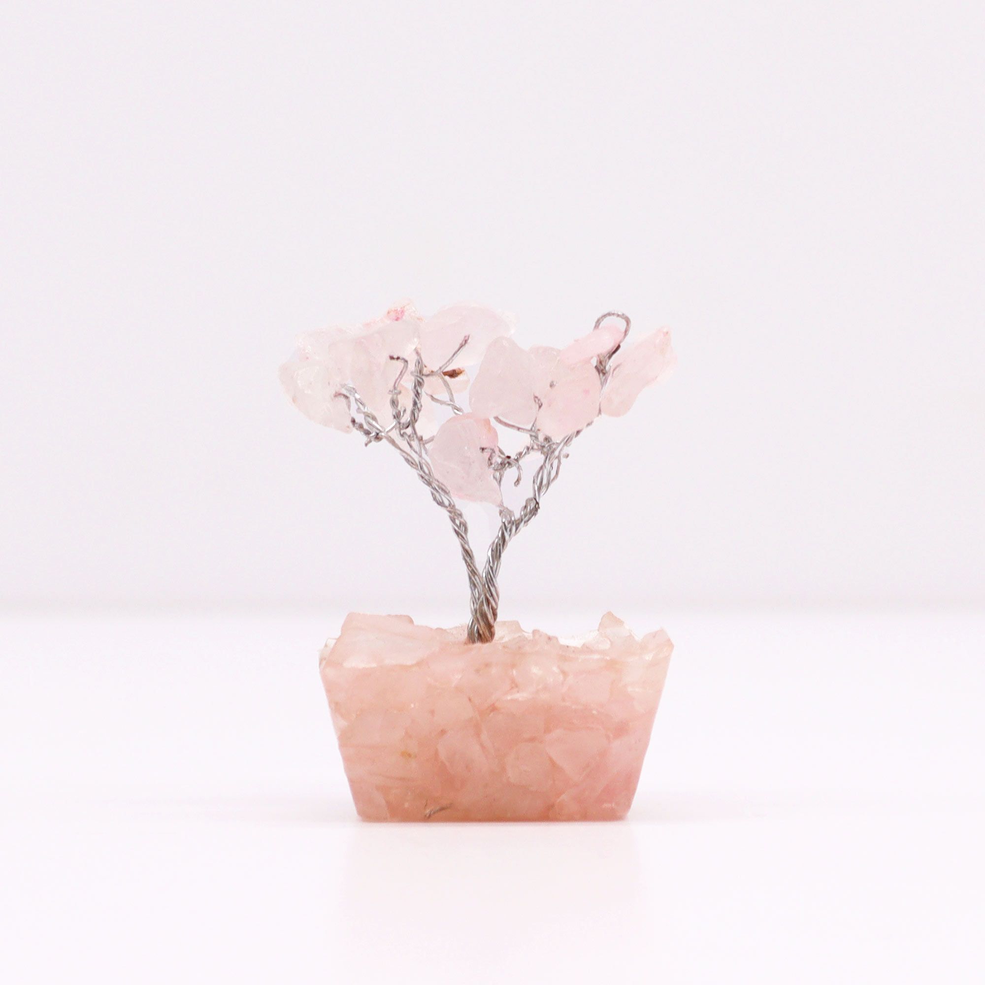 Arbre de Pierres Quartz Rose sur Base Orgonite | Décoration Zen