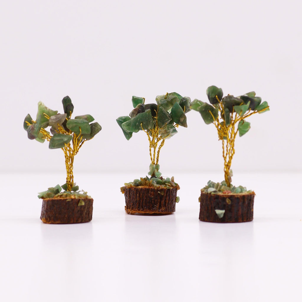 Arbre de Pierres Aventurine Verte | Décoration Zen sur Socle Bois