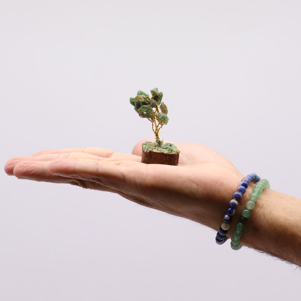 Arbre de Pierres Aventurine Verte | Décoration Zen sur Socle Bois