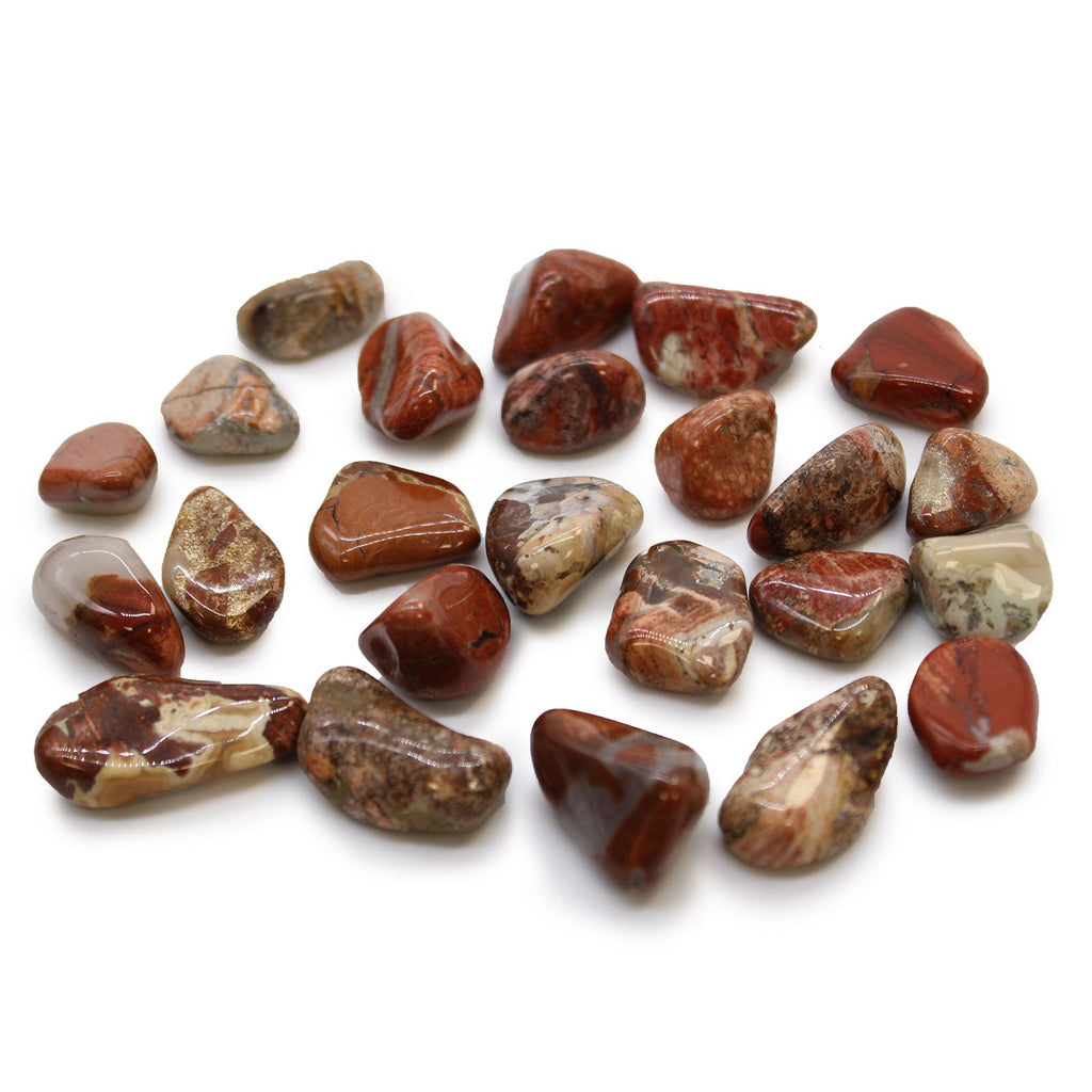 Pierres Roulées Jaspe Bréchique Clair | Lot de 24 Pierres Naturelles d'Afrique