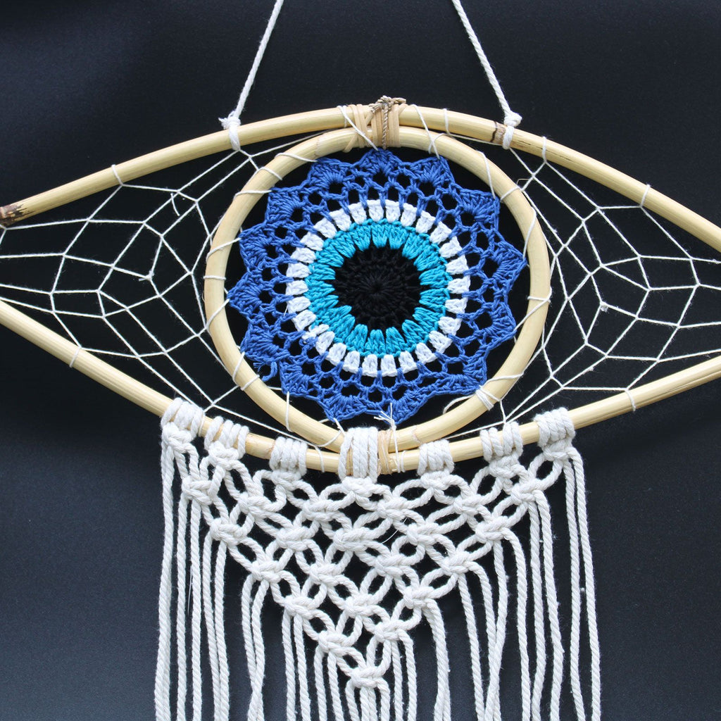 Attrape-Rêves Macramé Œil Bleu | Décoration Zen & Sérénité