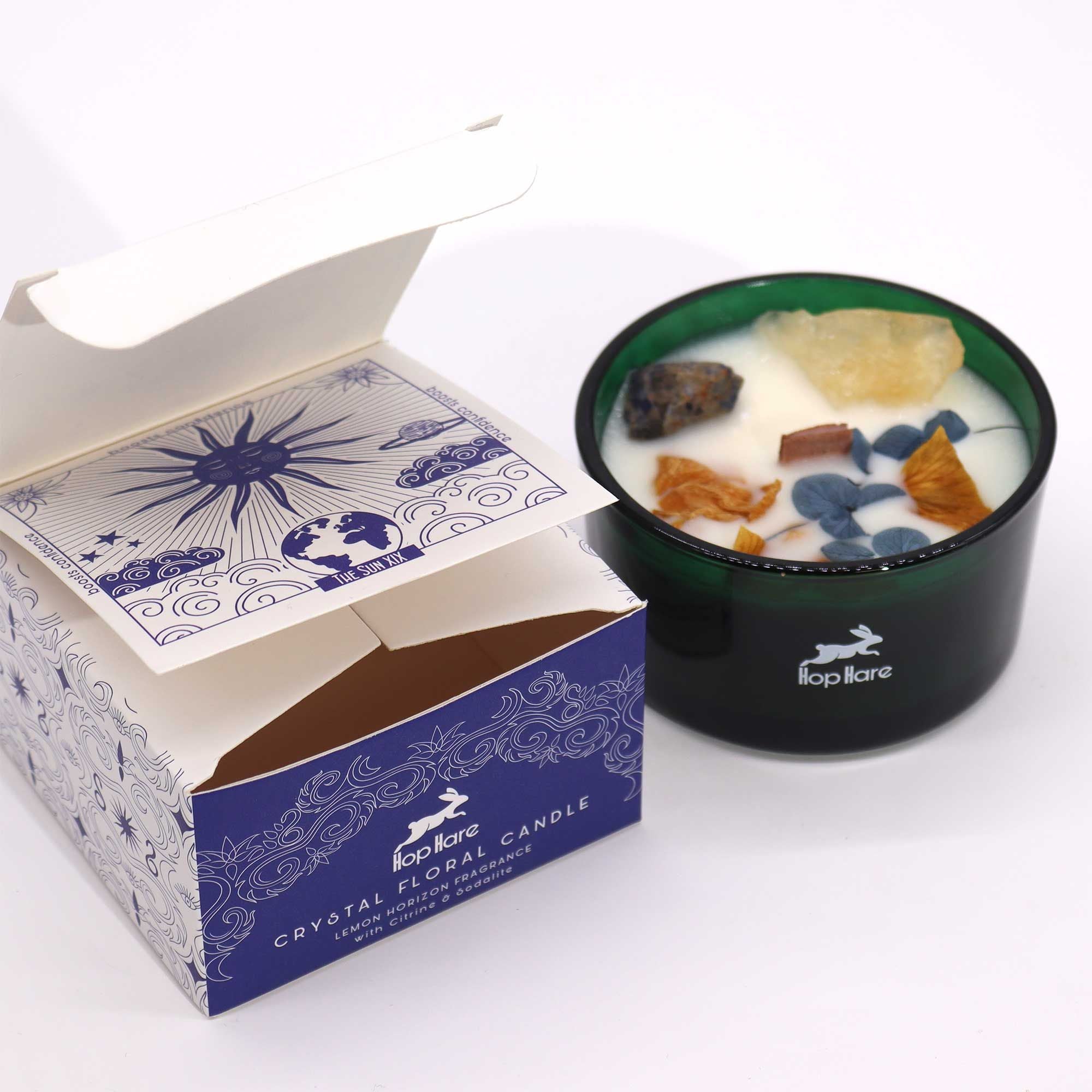 Bougie Aromathérapie Citrus & Pierres Naturelles | Ambiance Soleil & Joie
