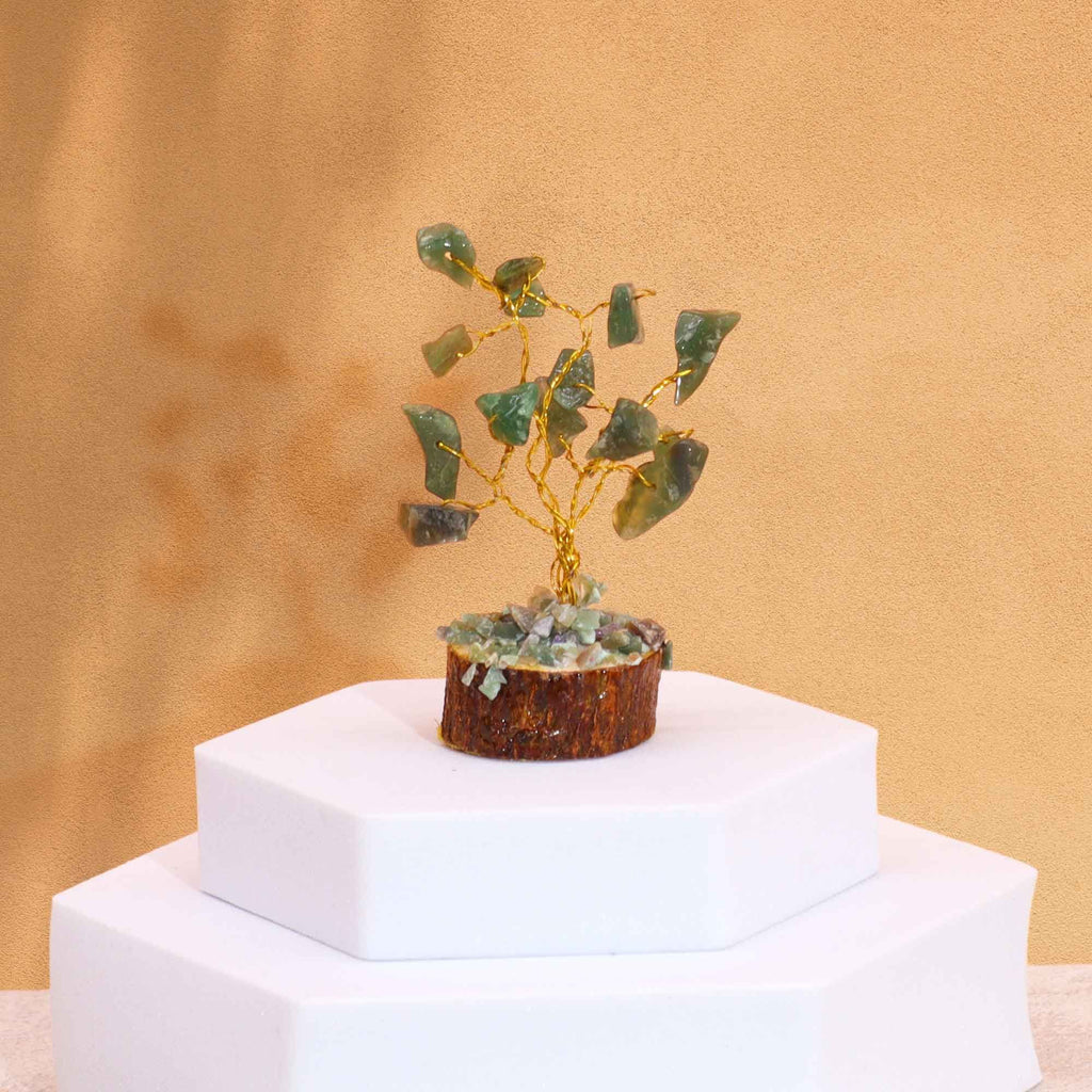 Arbre de Pierres Aventurine Verte | Décoration Zen sur Socle Bois