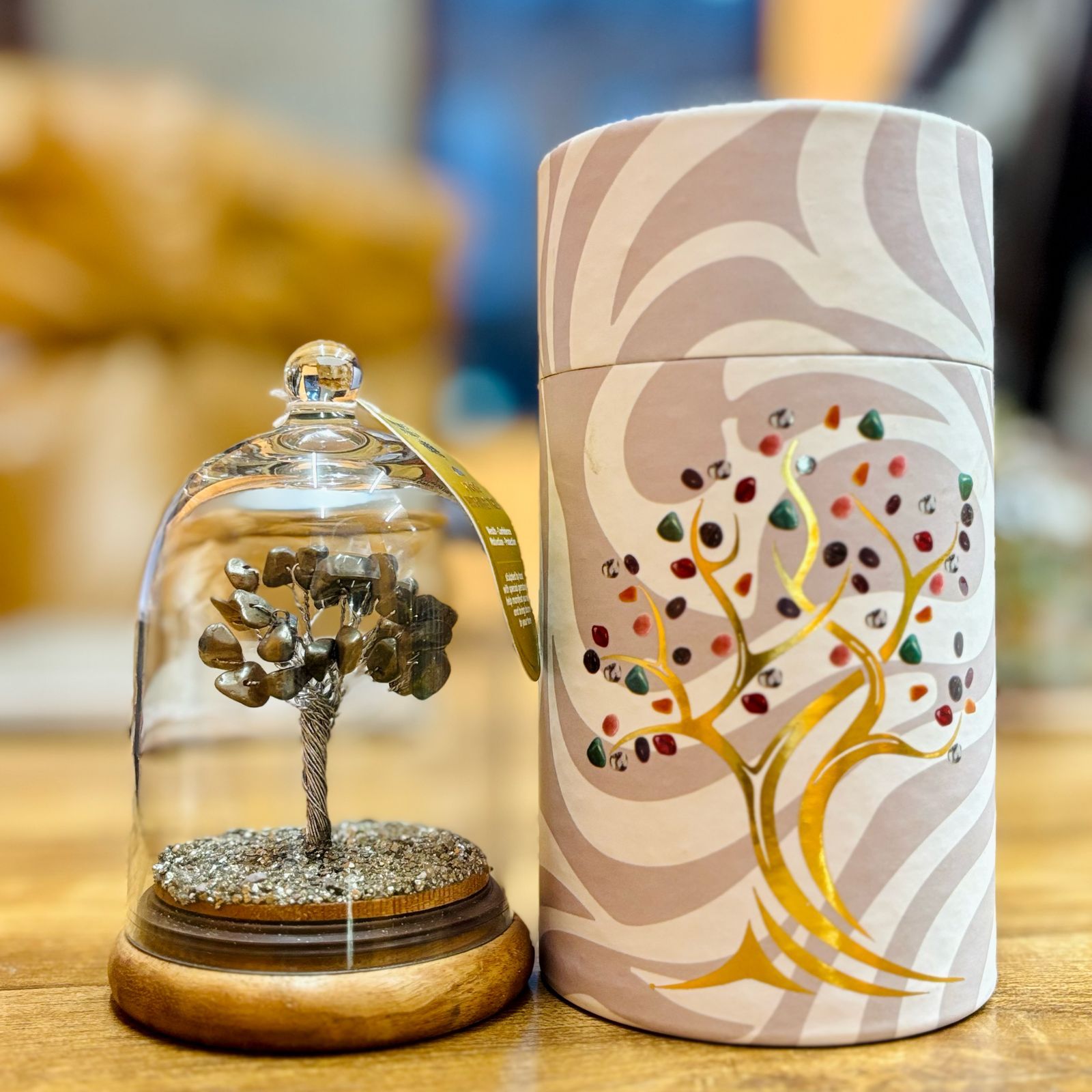 Arbre de Pierres Pyrite sous Cloche en Verre | Décoration Zen & Harmonie