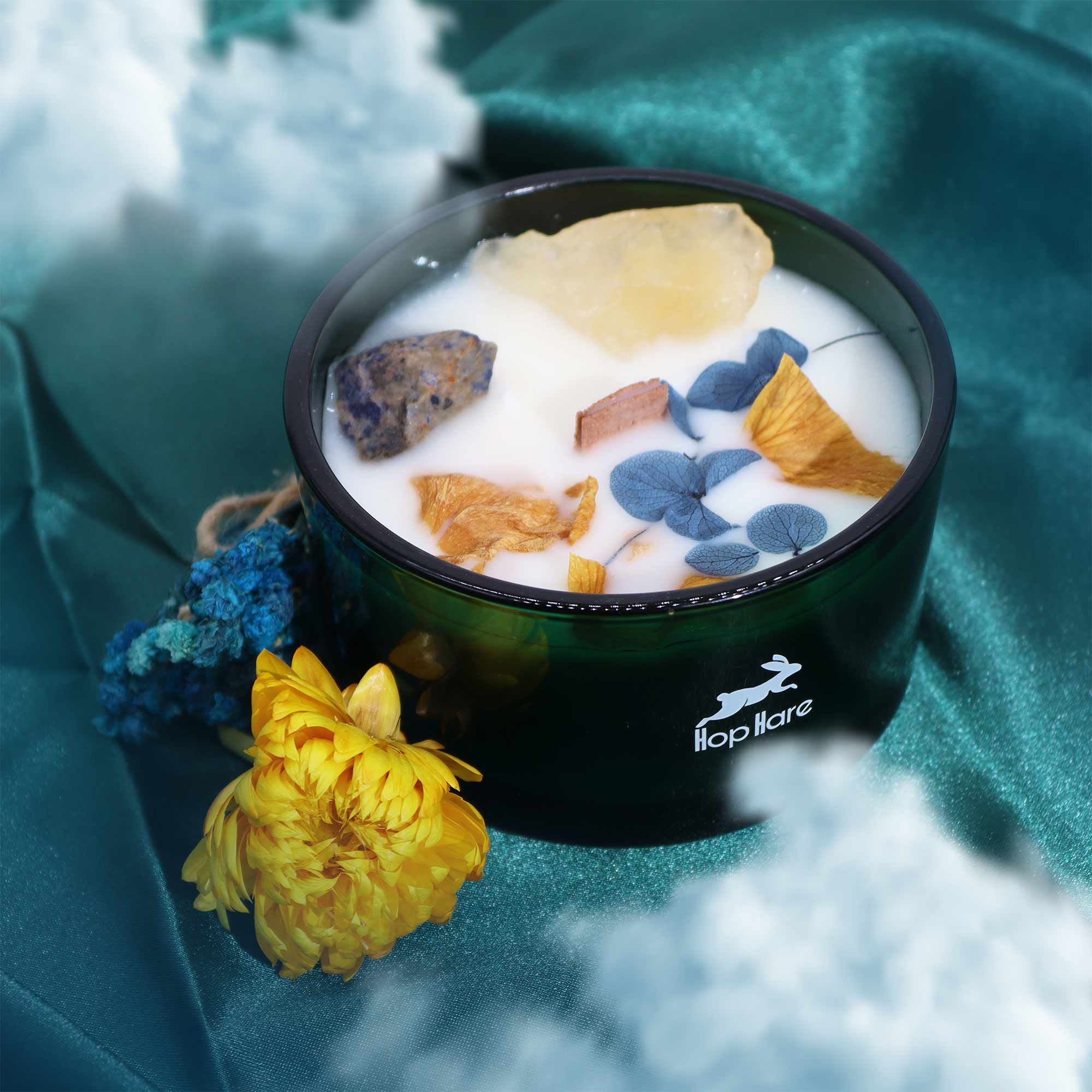 Bougie Aromathérapie Citrus & Pierres Naturelles | Ambiance Soleil & Joie