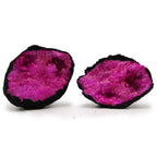 Géode Calcite Colorée Pierre Noire | Décoration Rouge Intense