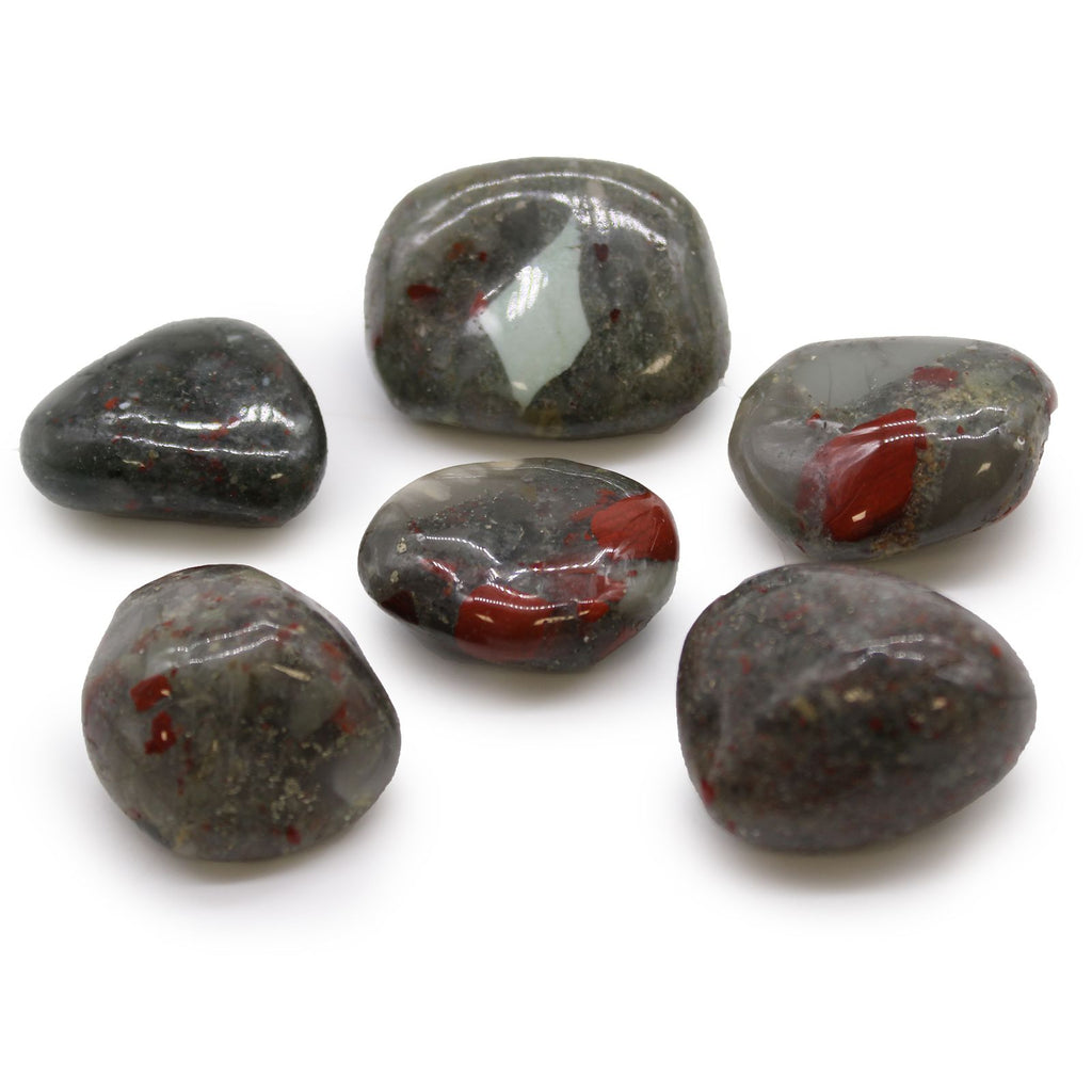 Pierres Roulées Bloodstone Africaine | Lot de 6 Grandes Pierres Naturelles