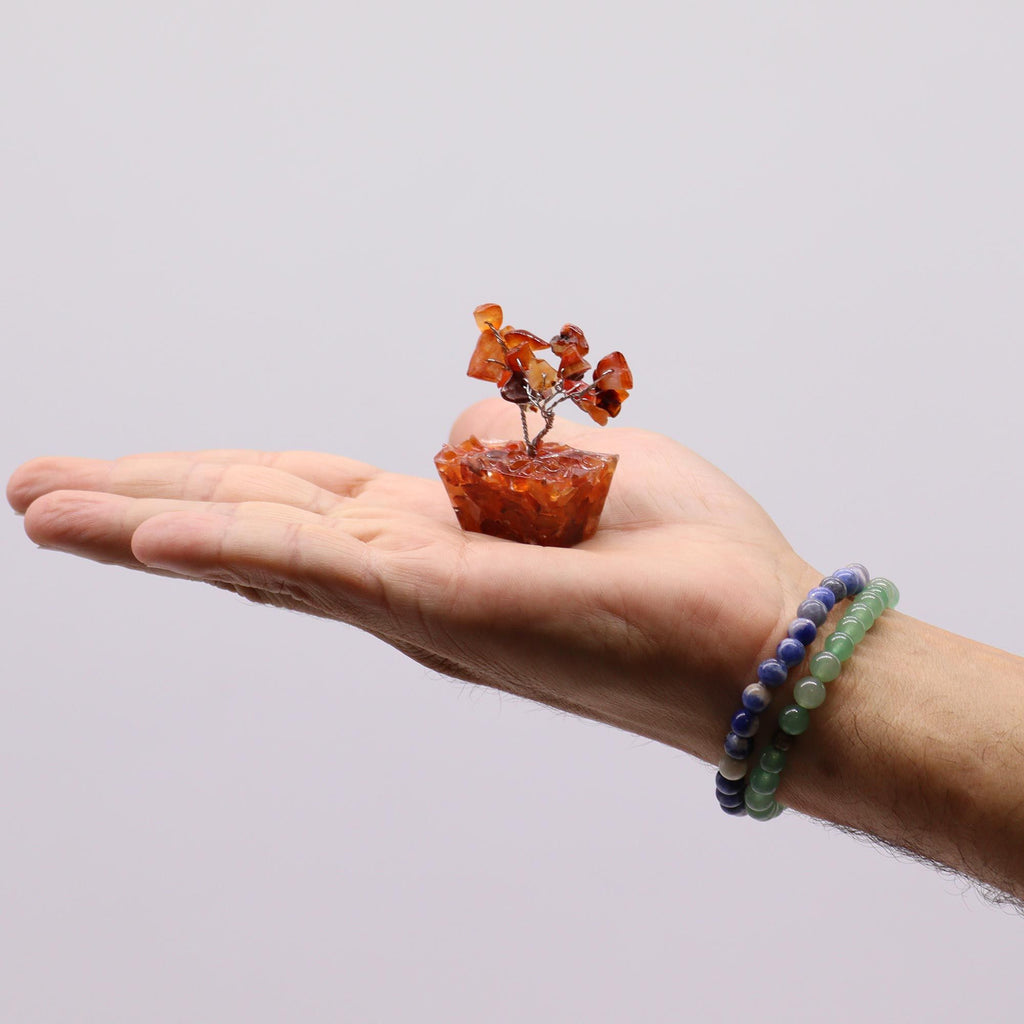 Arbre de Pierres Cornaline & Orgonite | Décoration Zen Miniature