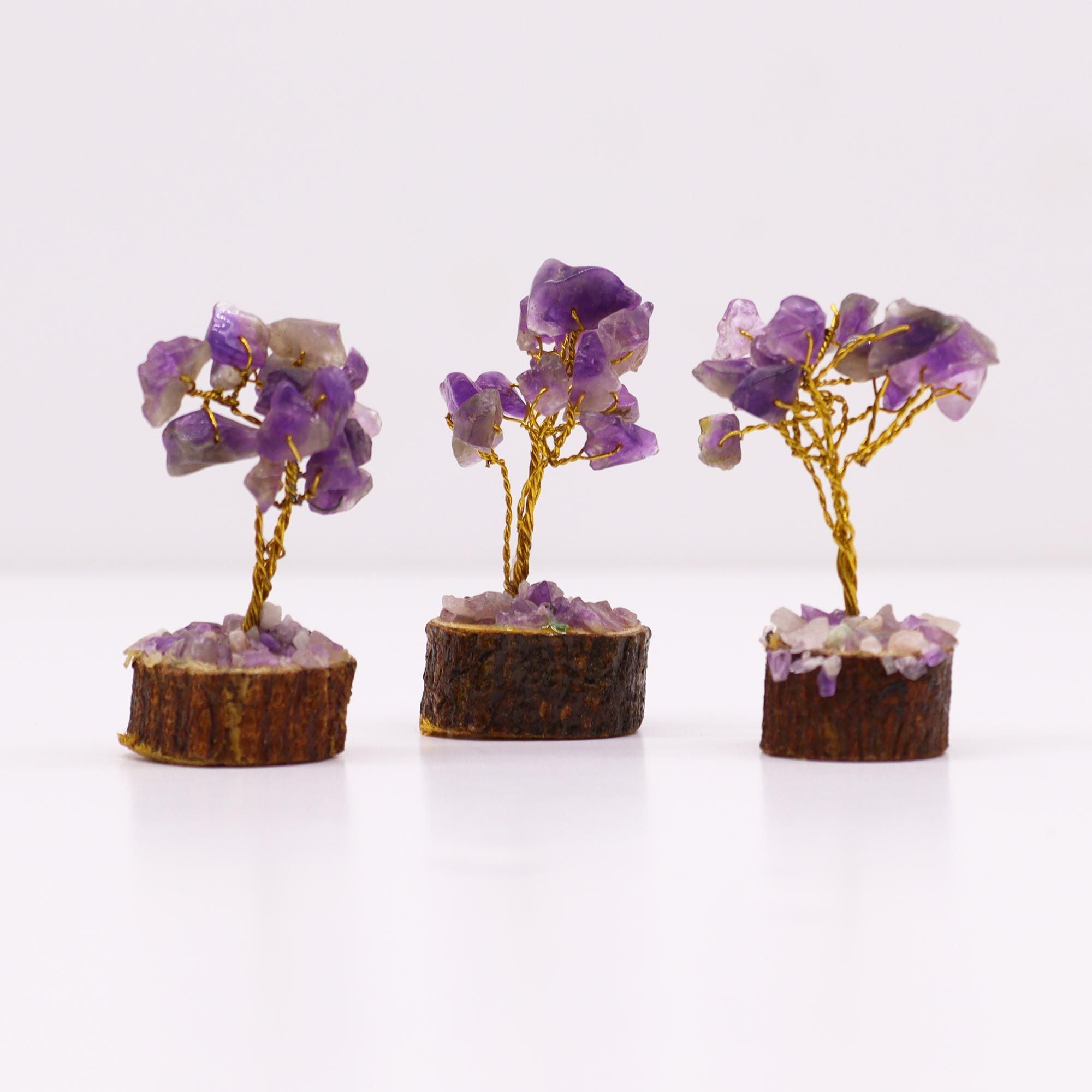 Arbre de Pierres Améthyste | Décoration Zen sur Socle en Bois