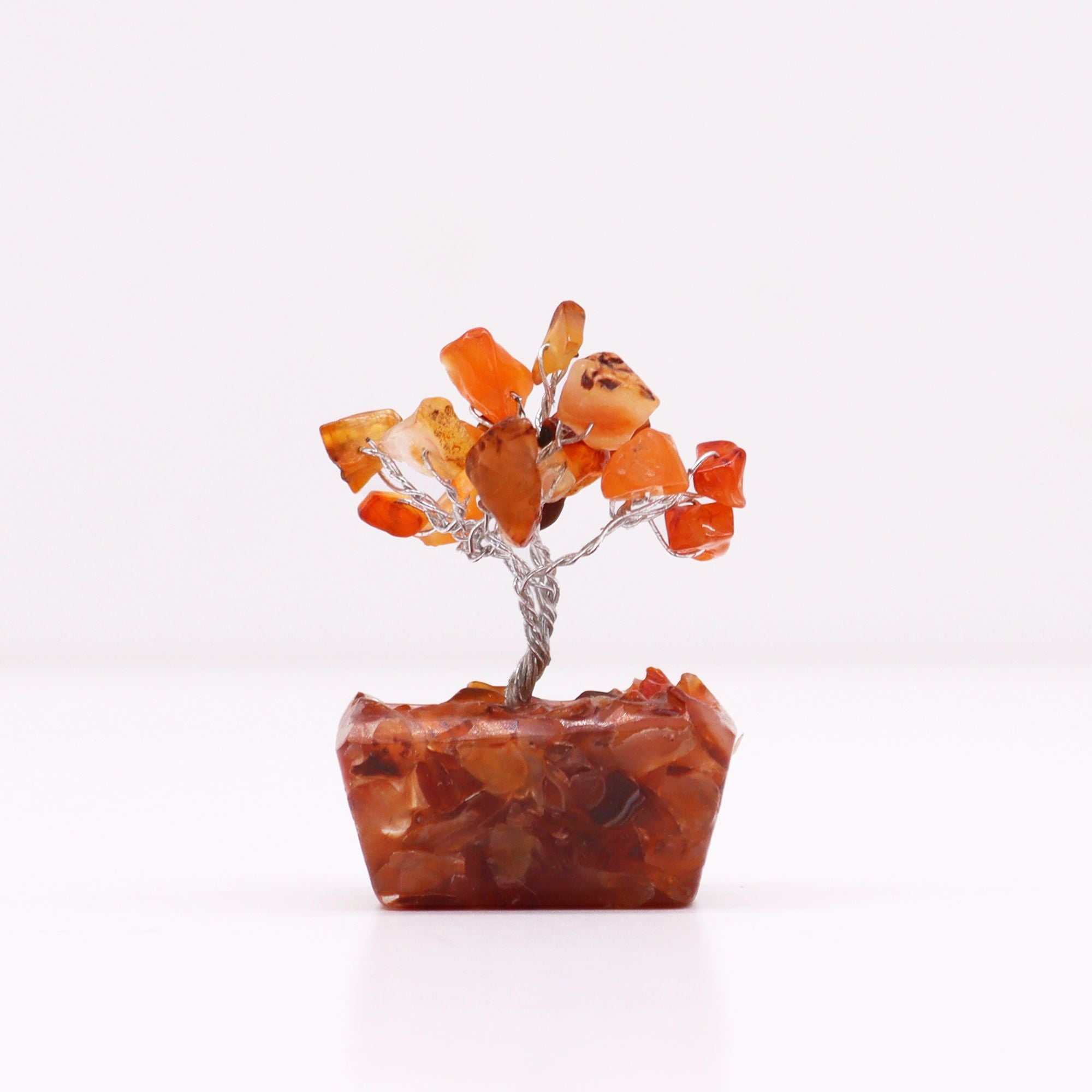 Arbre de Pierres Cornaline & Orgonite | Décoration Zen Miniature
