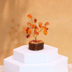 Arbre en Pierre Cornaline | Décoration Zen Naturelle sur Socle Bois