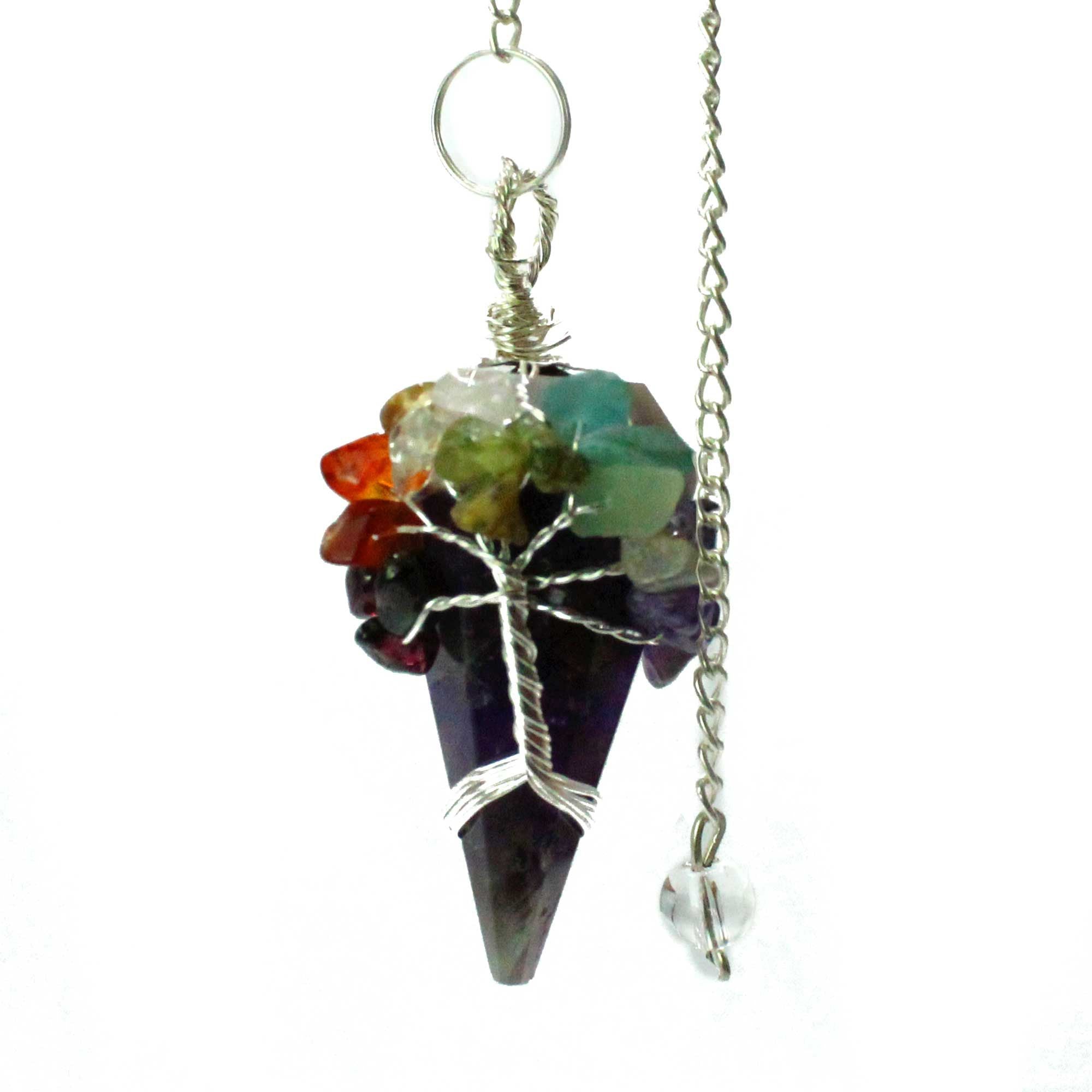 Pendule Pierre Naturelle Améthyste & Chakras | Guidance & Sérénité