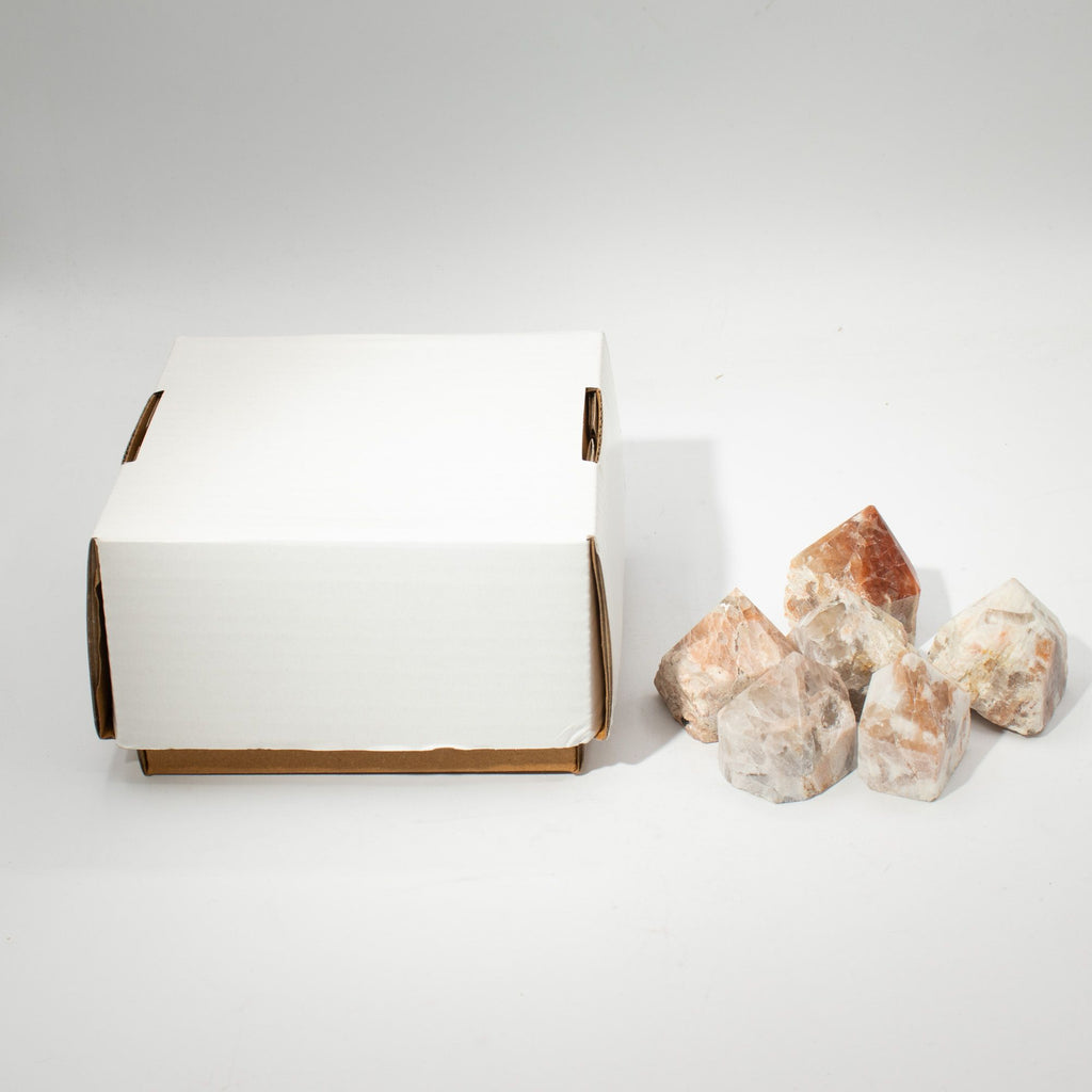 Pointes Polies Matrix & Tourmaline | Lot de 5-6 Pierres Naturelles