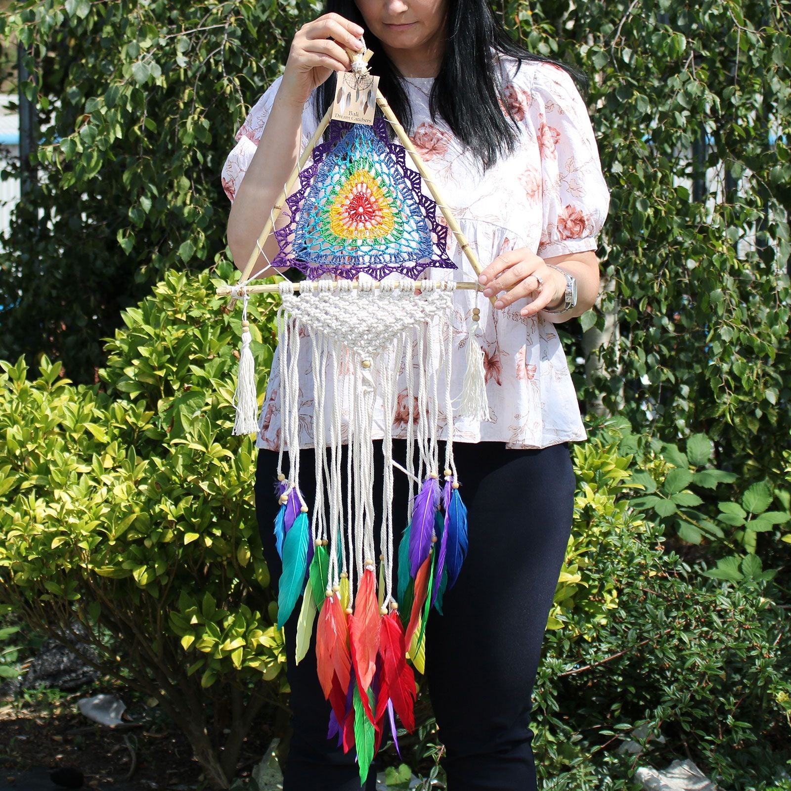 Attrape-Rêves Pyramide Multicolore | Décoration Zen Balinaise Artisanale