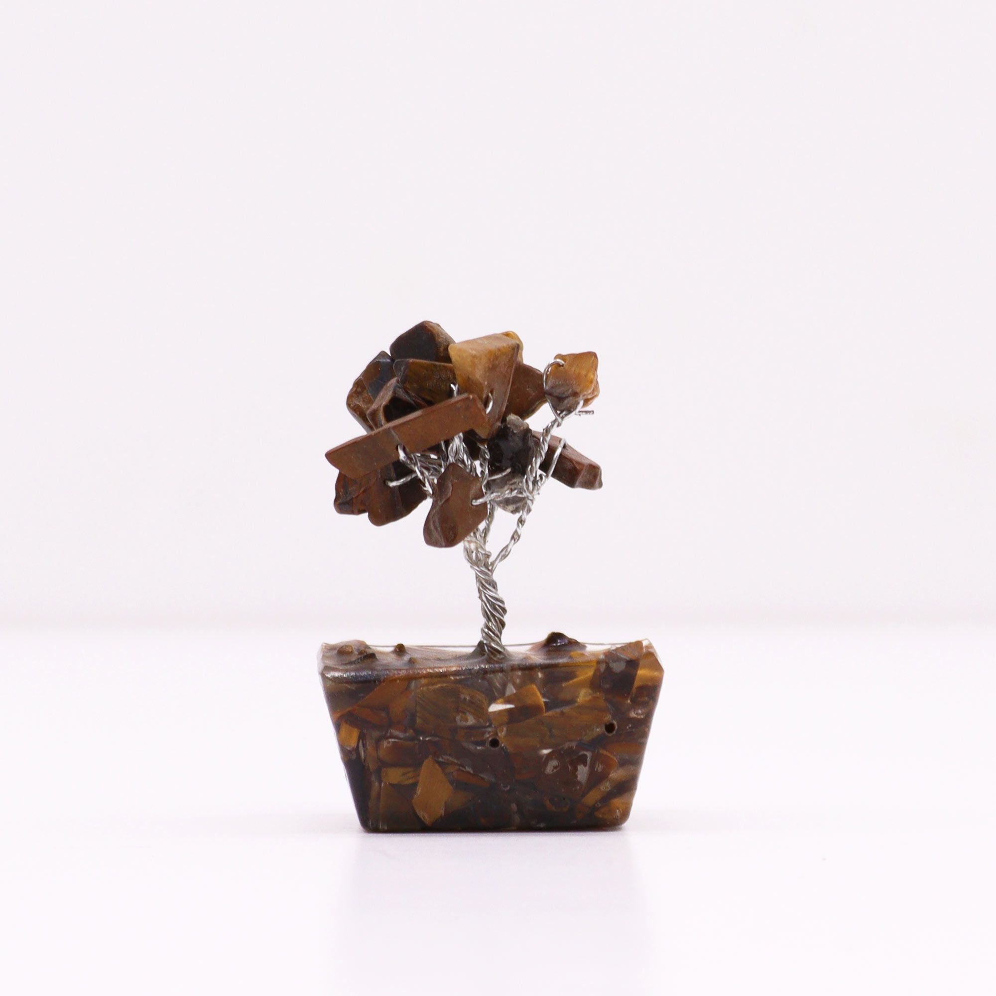 Arbre de Pierres Œil de Tigre sur Socle Orgonite | Décoration Zen
