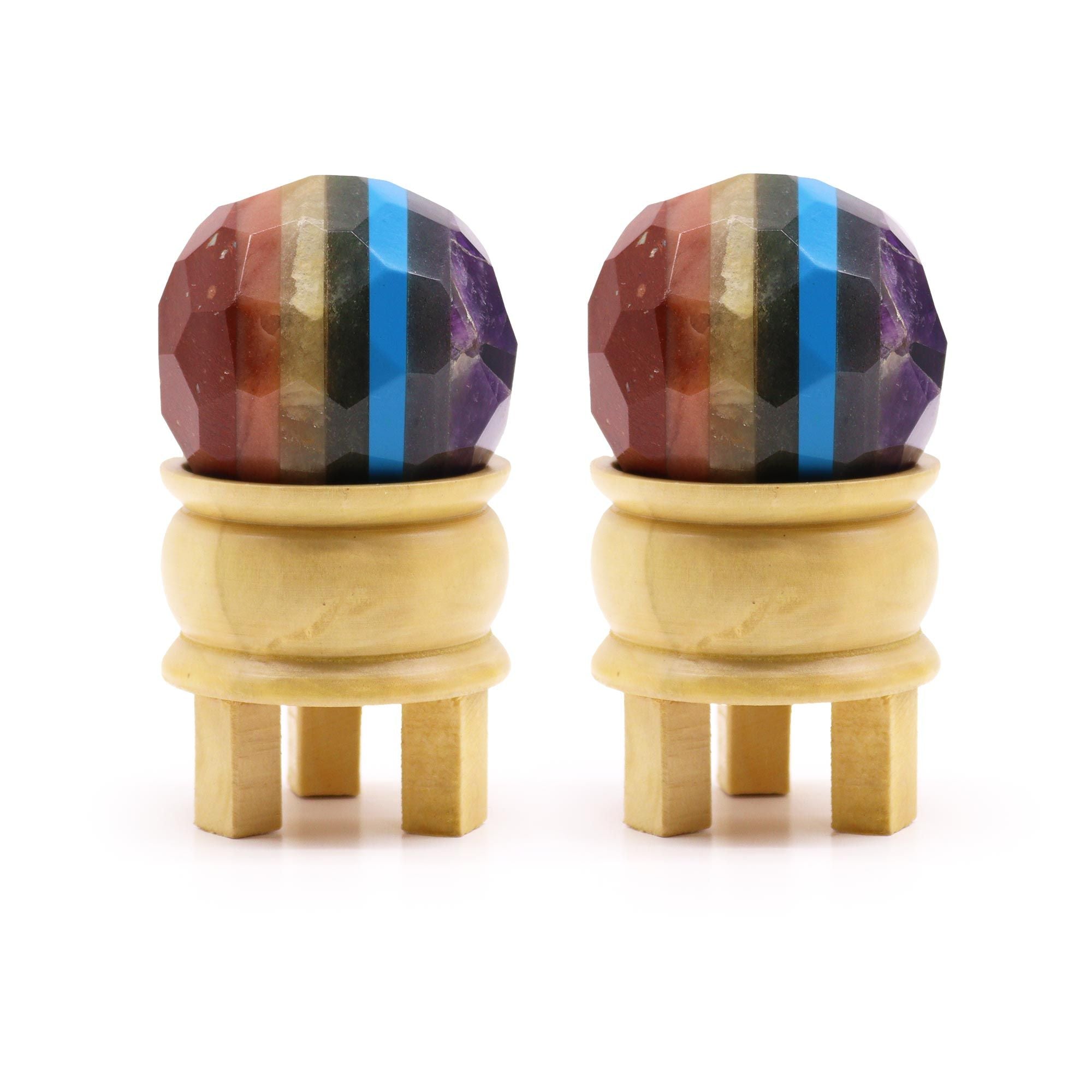 Boule de Cristal Sept Chakras Facettée | Équilibre & Harmonie
