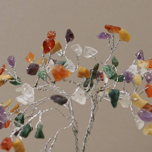 Arbre de Pierres Gemmes sur Base Orgonite | 80 Pierres Multicolores