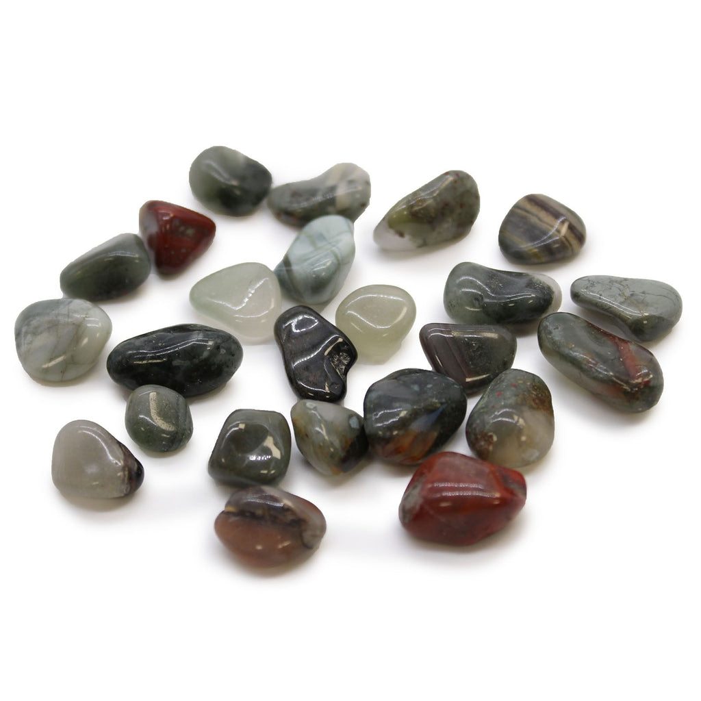 Pierres Roulées Sephtonite (Bloodstone) | Lot de 24 Petites Pierres Naturelles d'Afrique