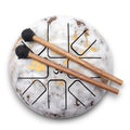 Tongue Drum Acier | Motif Marbre Blanc & Or, Sons Apaisants