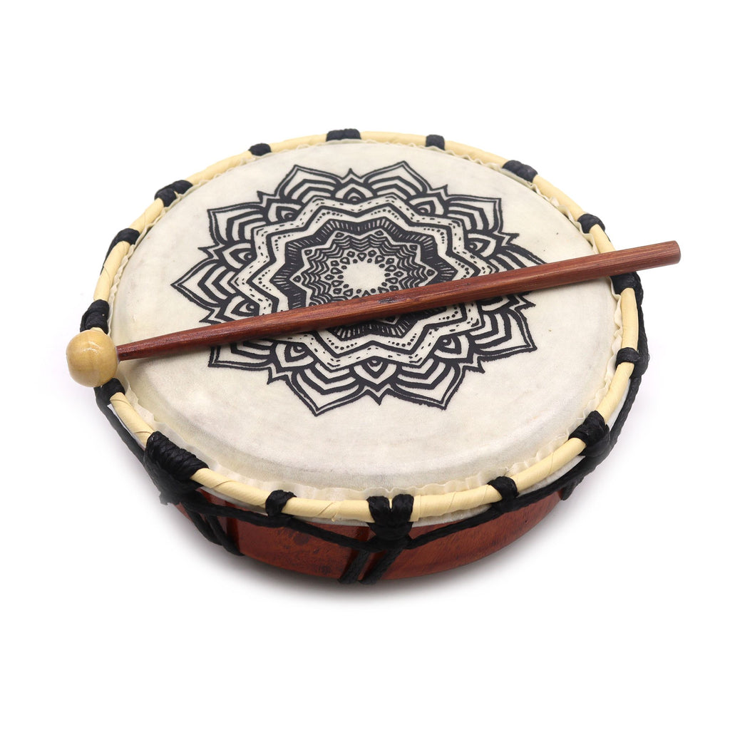 Tambour Mandala Artisanal | Décoration & Méditation Sonore 20 cm