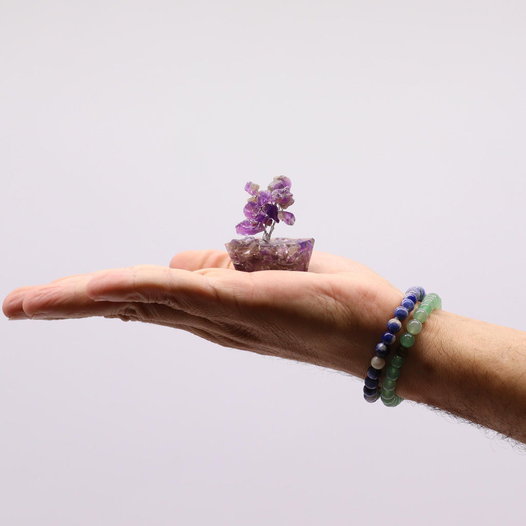 Coffret 12 Arbres de Pierres Naturelles sur Base Orgonite | Collection Zen