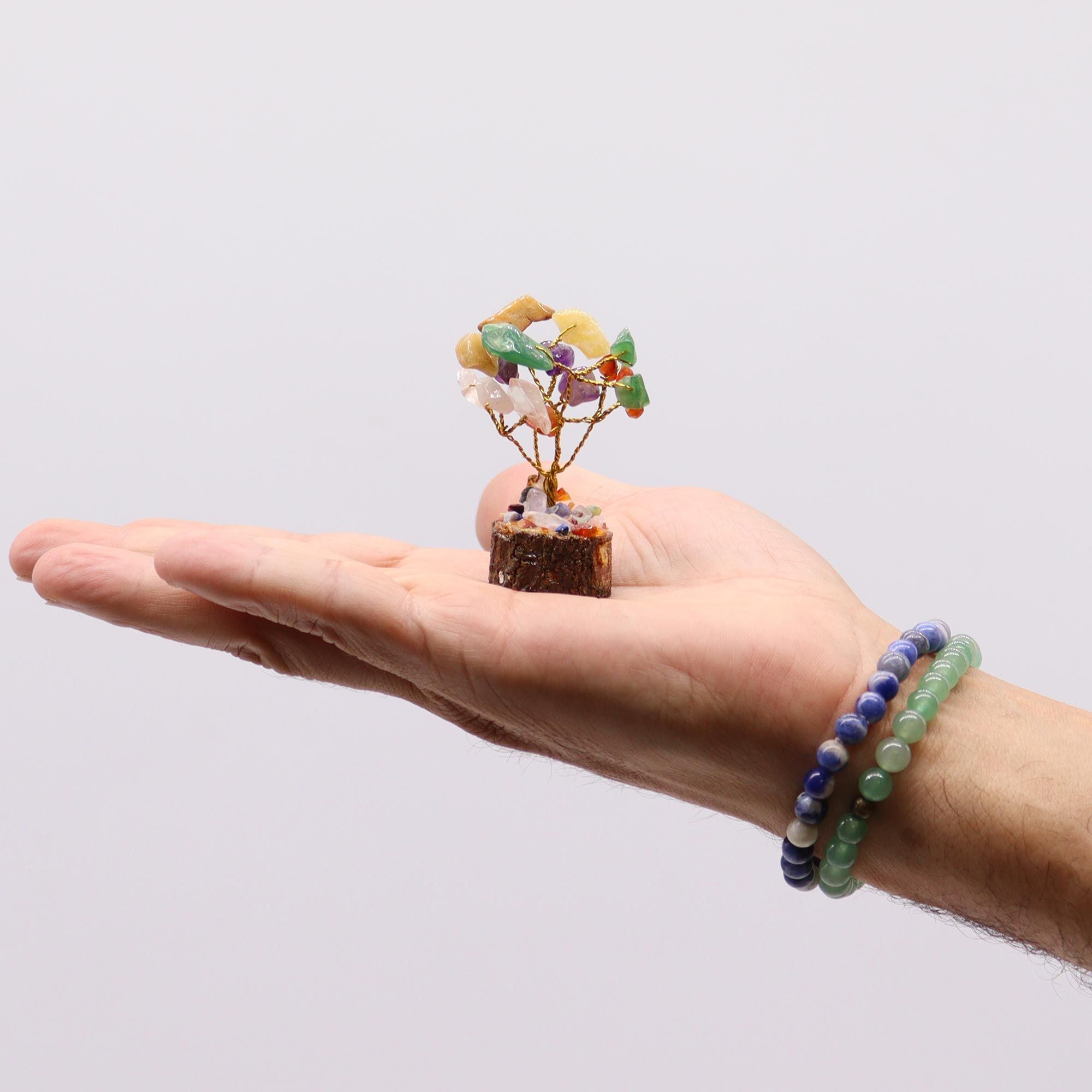 Arbres en Pierres Naturelles sur Socle Bois | Lot de 12 Mini Décorations Zen