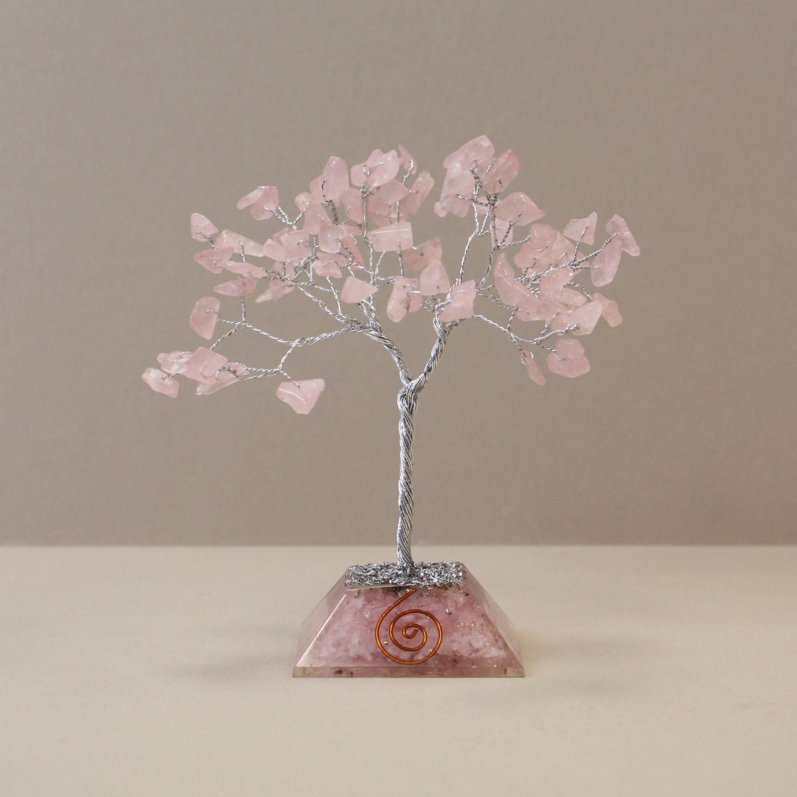 Arbre de Pierres Quartz Rose & Orgonite | Décoration Zen Apaisante