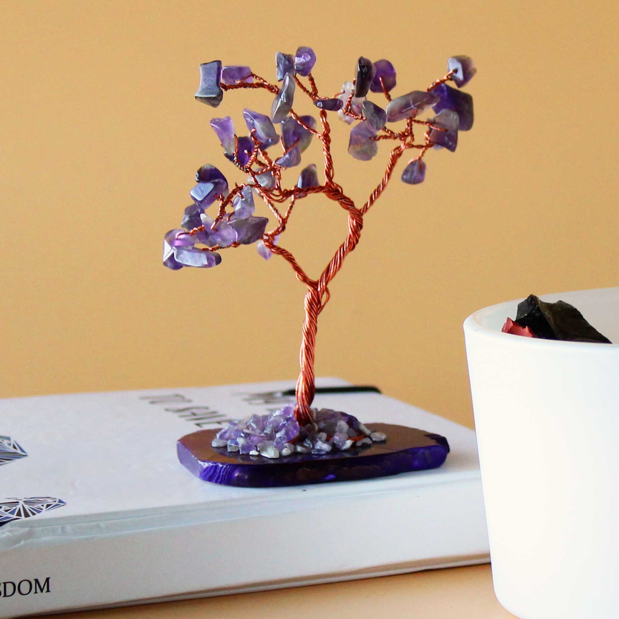 Arbre de Pierres Améthyste | Socle Agate Naturelle & Sérénité Violette