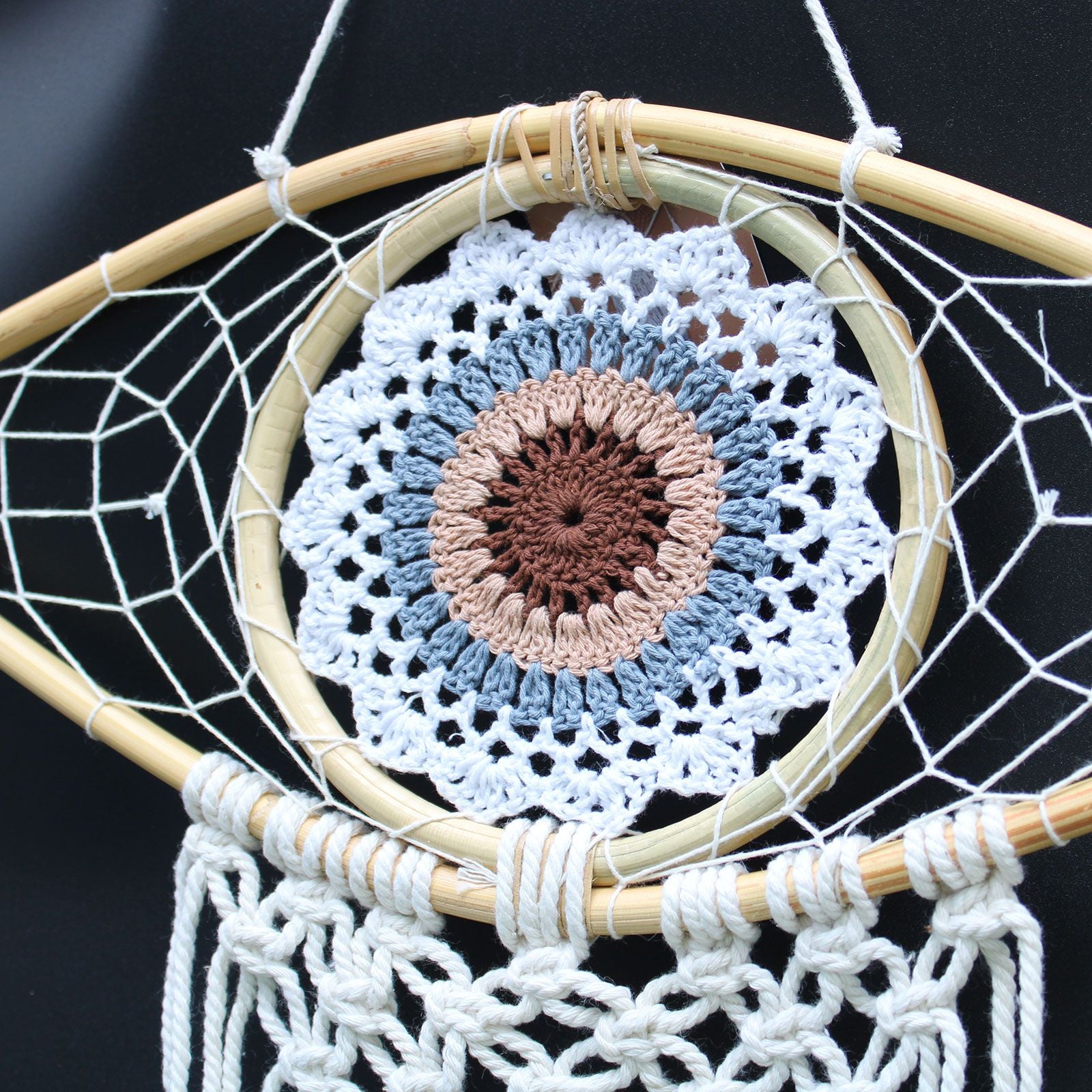 Dream Catcher Protection - Macrame Eye White/Grey/Brown