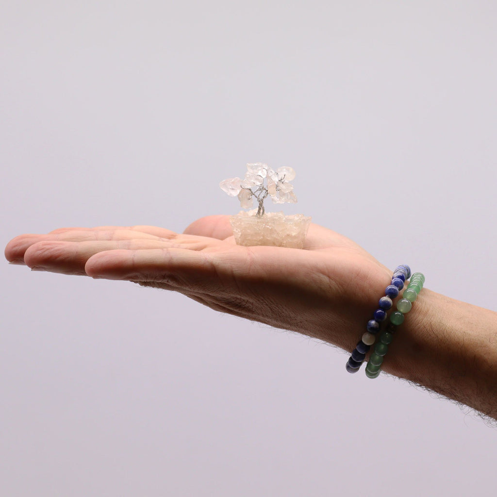 Arbre de Cristal Quartz Laiteux sur Base Orgonite | Décoration Zen