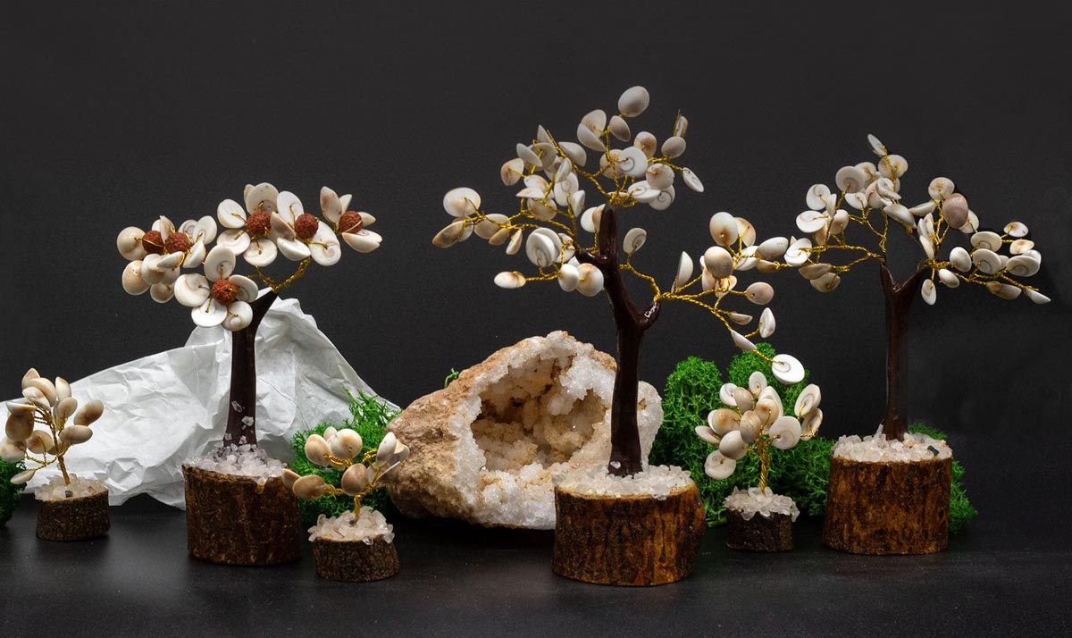 Arbres de Pierres Gomati Chakra | Set de 4 Tailles Décoration Zen