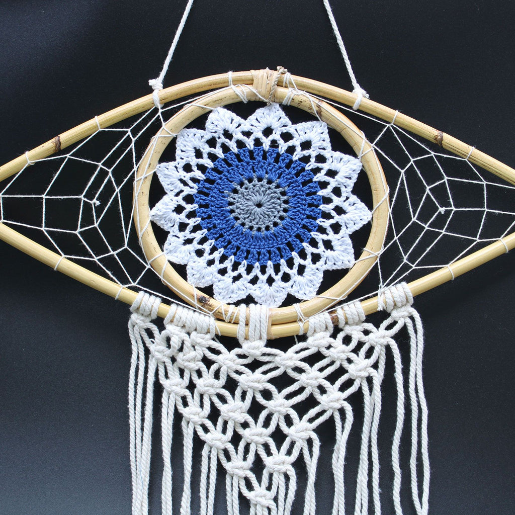 Dream Catcher Protection - Macrame Eye White/Blue/Grey