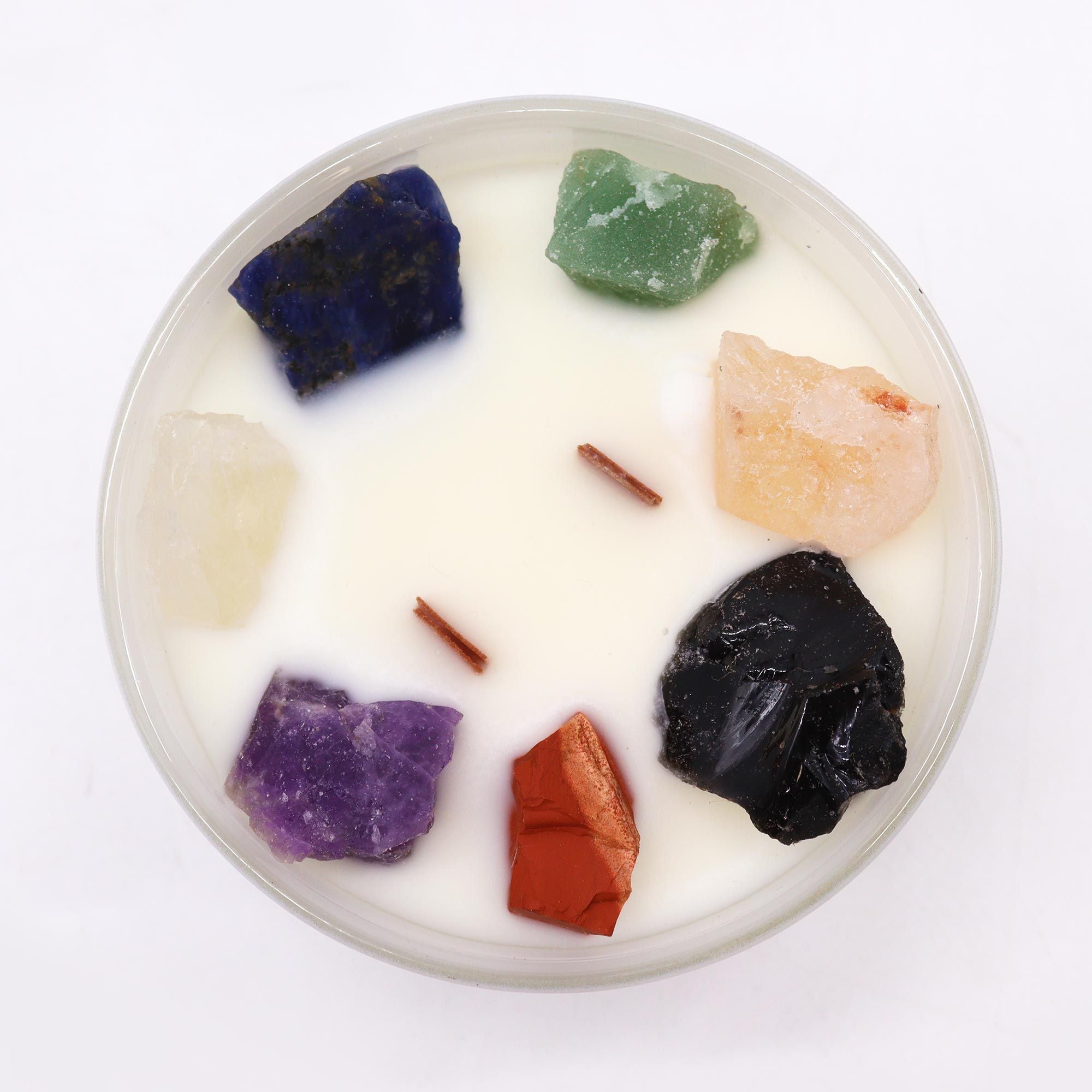 bougie chakra 7 chakras avec pierres naturelles pour harmonisation complete