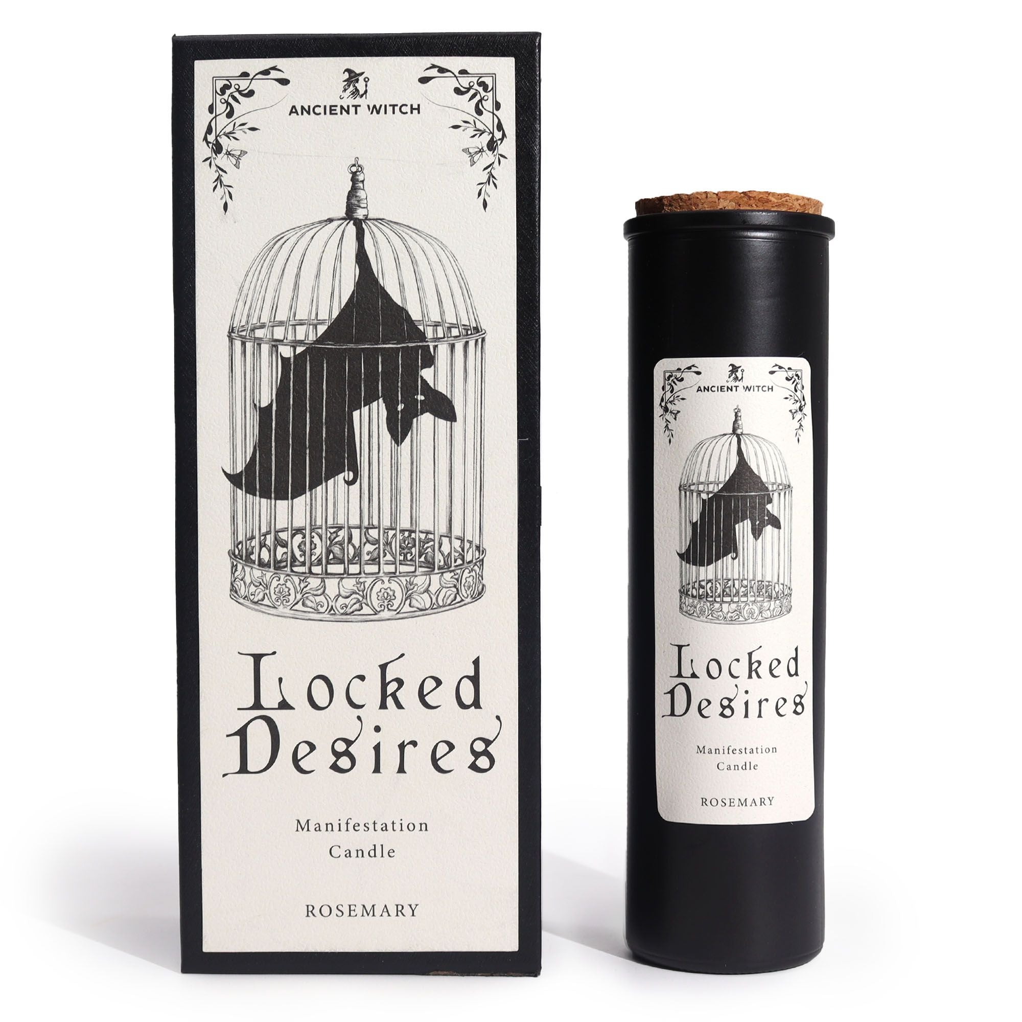 Bougie rituelle manifestation Locked Desires parfum romarin avec coffret élégant Ancient Witch