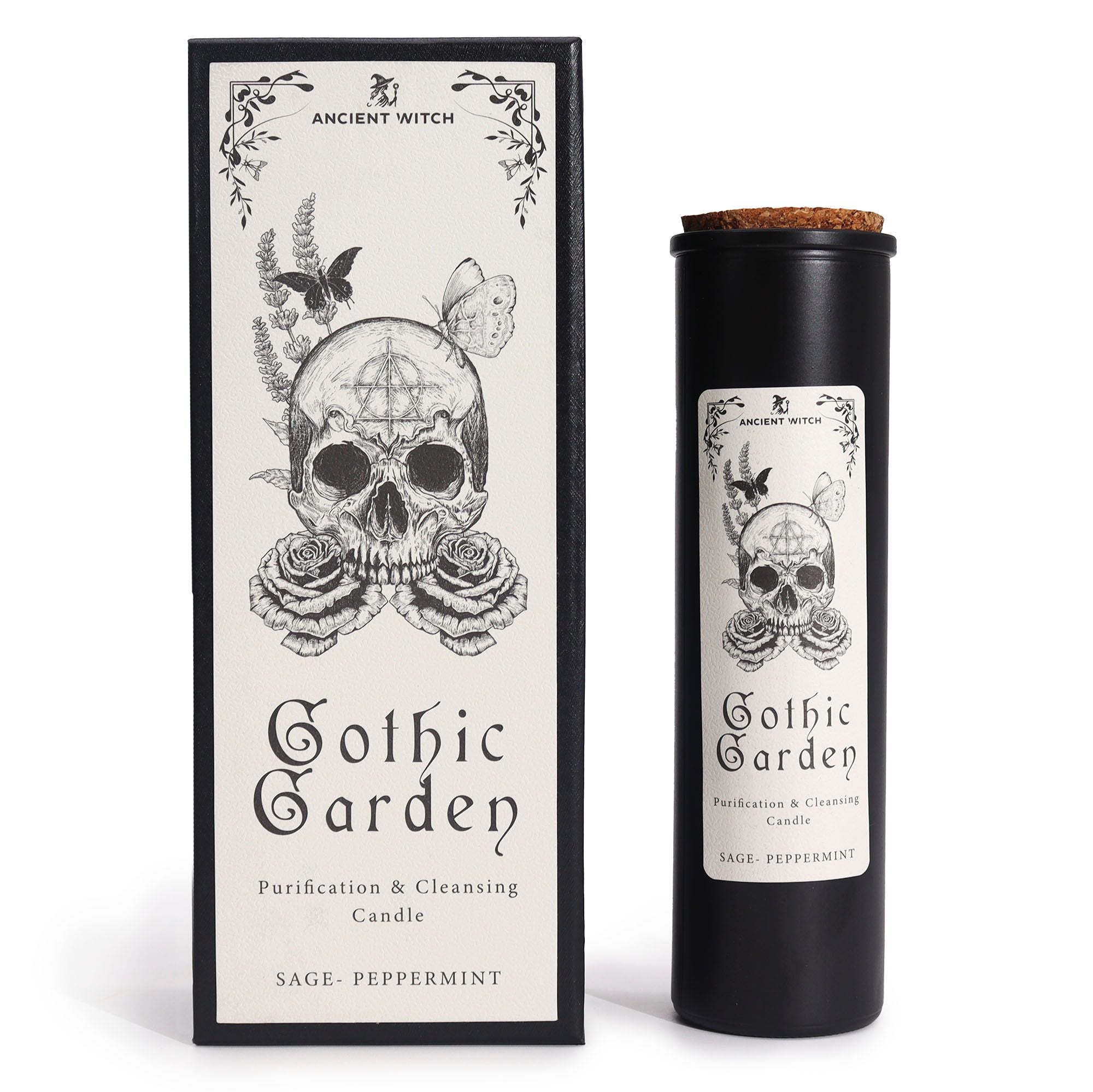 Bougie rituelle purification Gothic Garden parfum Sauge et menthe avec coffret élégant Ancient Witch