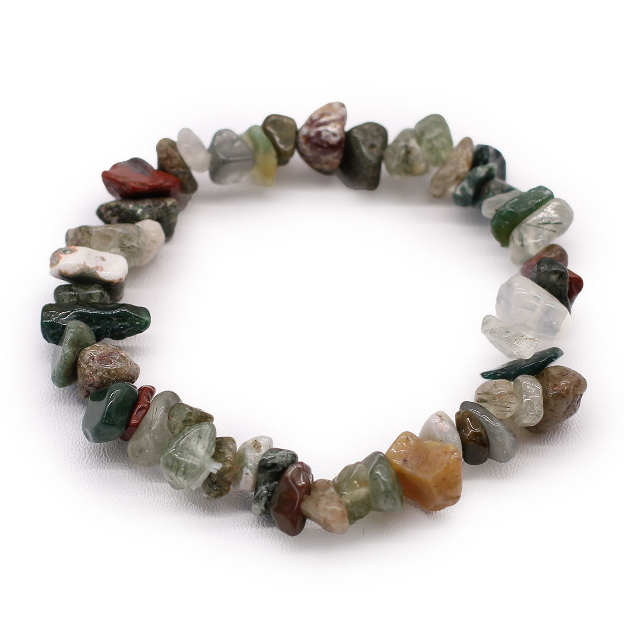 Bracelet en pierres naturelles d'agathe mousse, bijou bien-être élastique