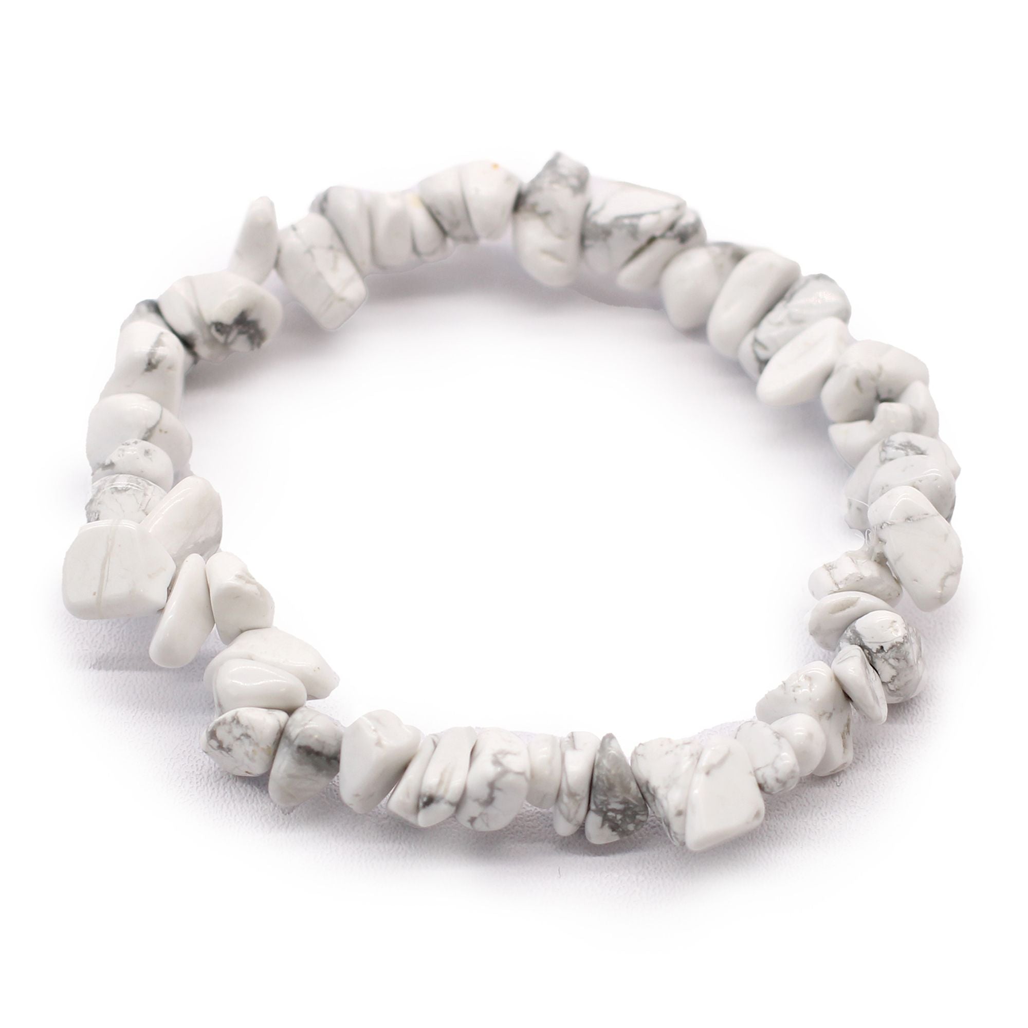 Bracelet en pierres naturelles de jaspe blanc, bijou bien-être élastique