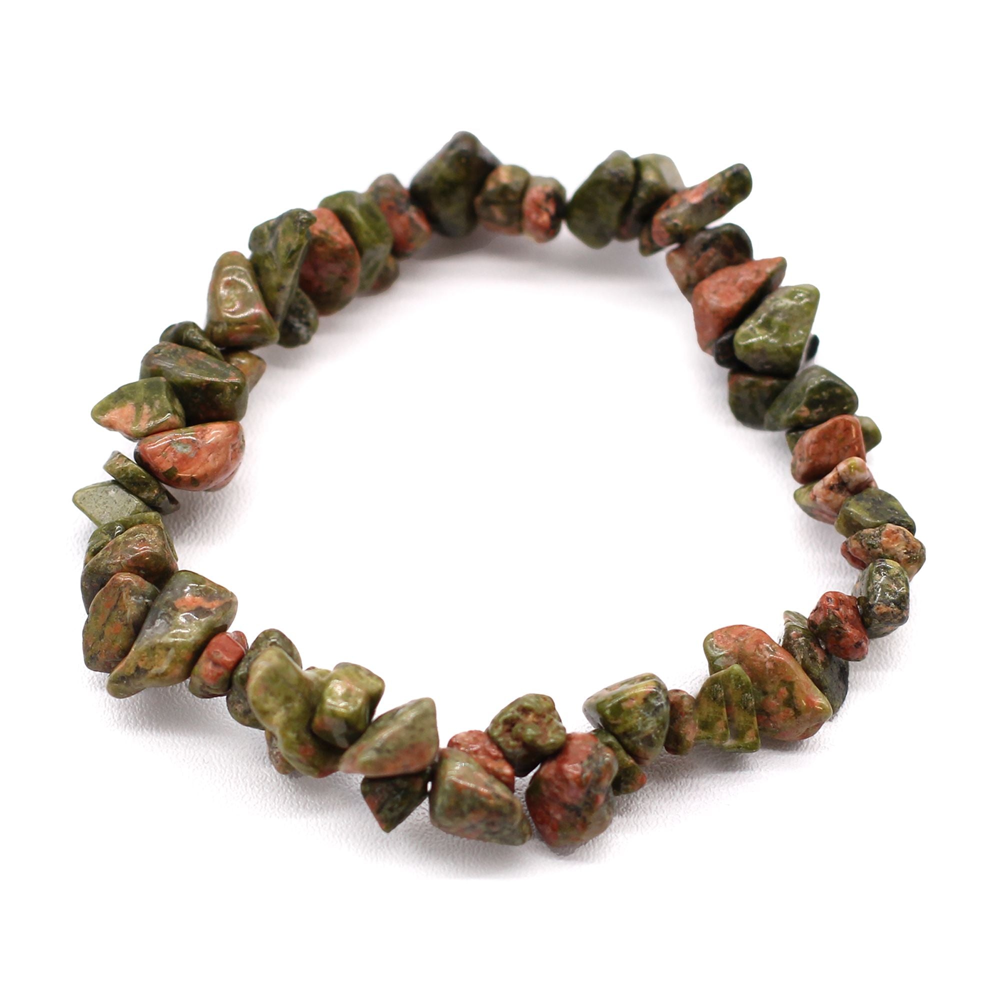 Bracelet en pierres naturelles de jaspe vert, bijou bien-être élastique