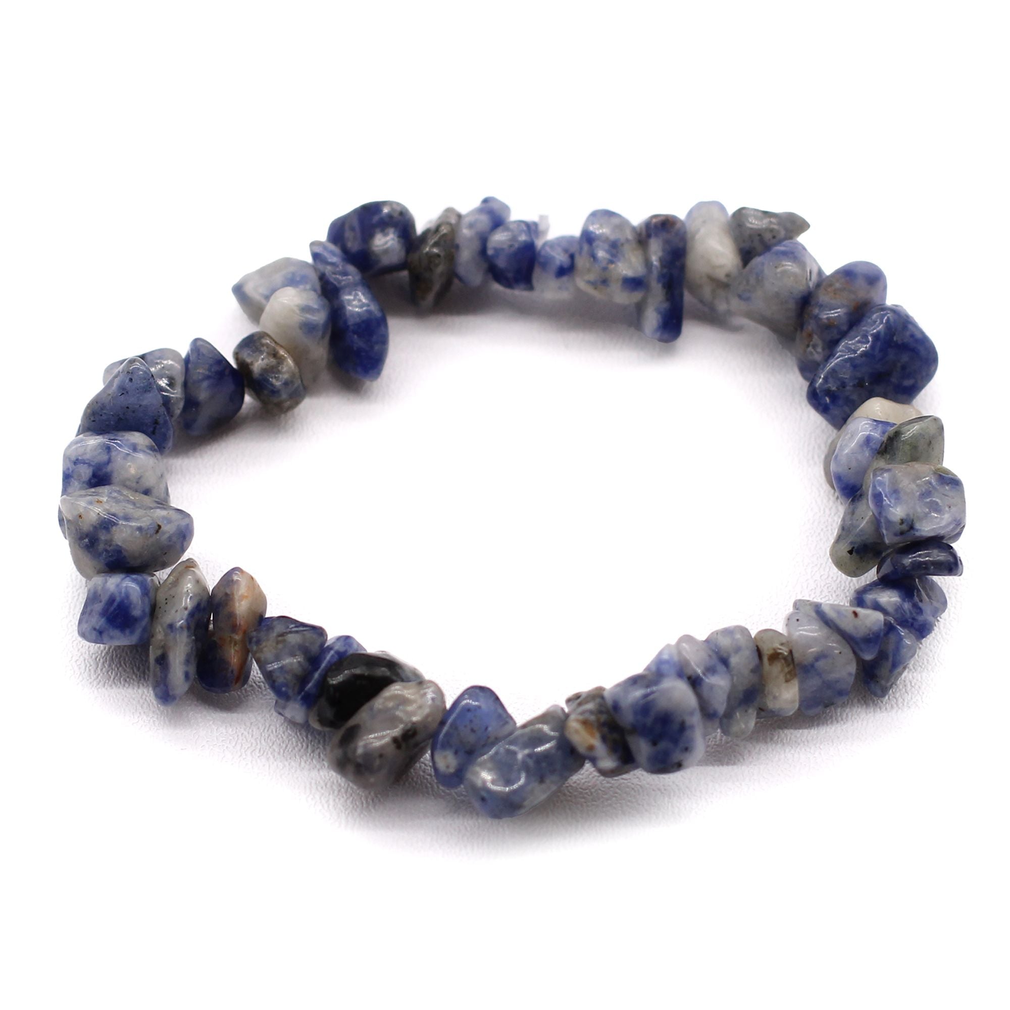 Bracelet en pierres naturelles de sodalite, bijou bien-être élastique.