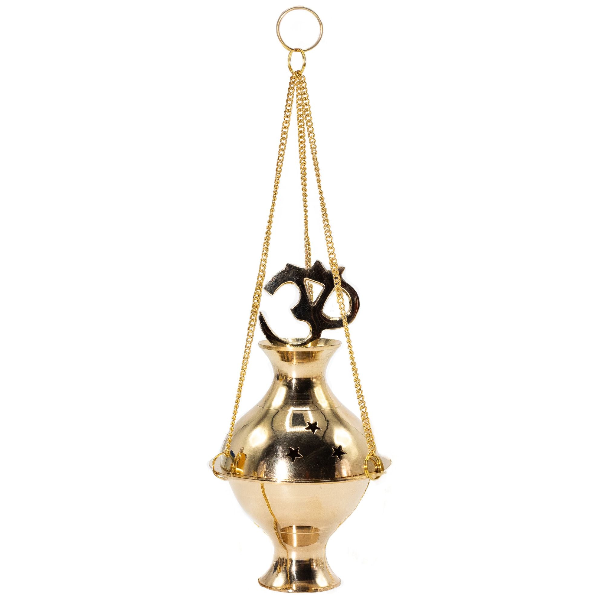 Brûleur d’encens suspendu en laiton avec symbole Om pour méditation et relaxation