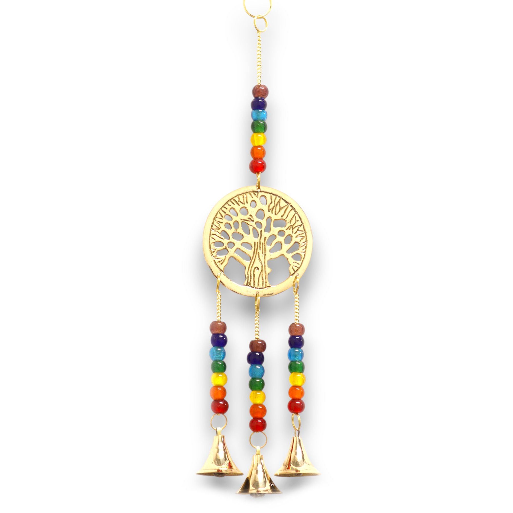 Carillon arbre de vie avec perles chakras fait main en Inde, objet spirituel favorisant l’ancrage et l’harmonie
