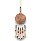 Détail dos carillon arbre de vie avec perles chakras multicolores fait main en Inde