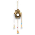 Carillon Hamsa en métal avec miroir et clochettes, symbole de protection et d’énergie positive