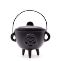 Chaudron rituel en fonte avec pentagramme, idéal pour rituels de purification, protection et ancrage énergétique