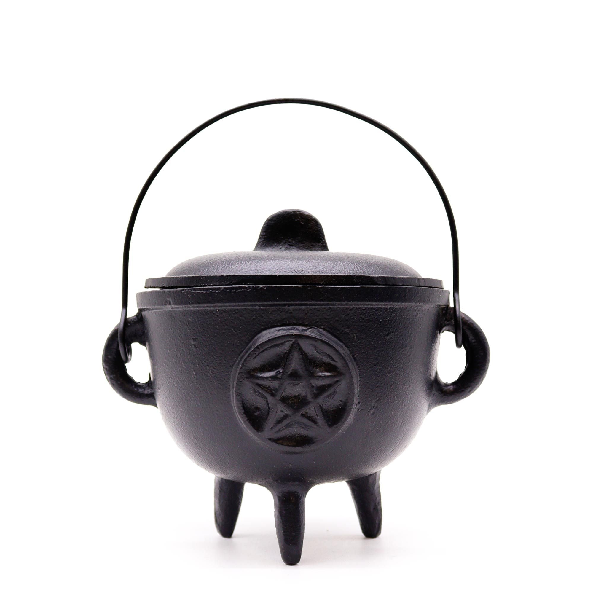 Chaudron rituel en fonte avec pentagramme, idéal pour rituels de purification, protection et ancrage énergétique