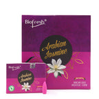 boite de cones d encens backflow biofresh jasmin avec packaging fuschia et illustration de la senteur